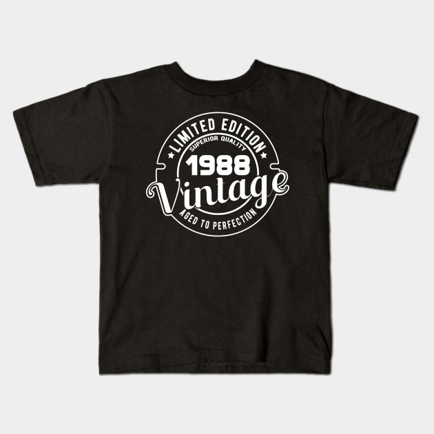 1988 VINTAGE - 33Th BIRTHDAY GIFT Kids T-Shirt by KC Happy Shop